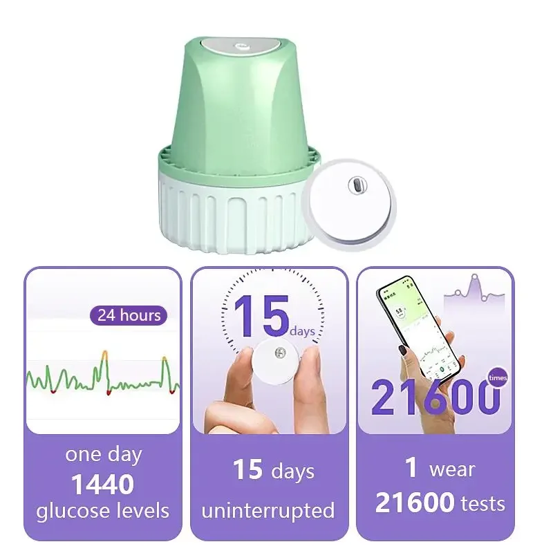 Sensor de glucosa continuo digital Aidexx de 15 días para la diabetes, prueba de azúcar en tiempo real, sistema de monitoreo de glucosa CGM, azúcar en sangre