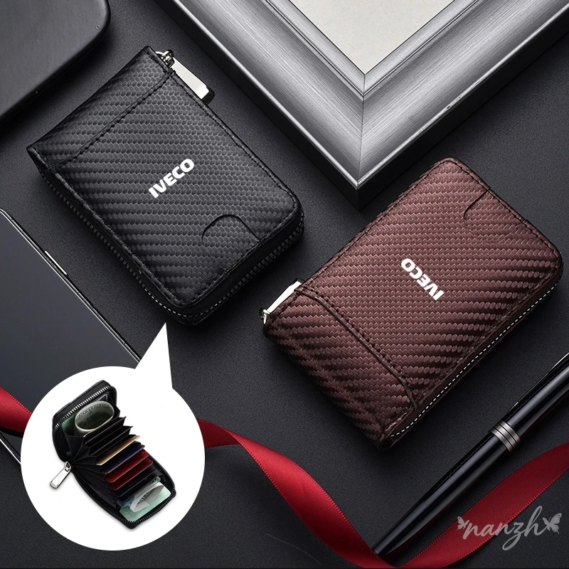 

Car Emblem Wallet Credit Card Storage Bag Leather Purses For IVECO DAILY IV V VI Van Daily S-WAY T-WAY X-WAY DAILY 4X4 Key Case