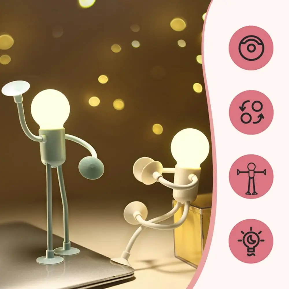 Bendable Sportsman Night Light PVC Suction Cup Lamp for Window Glass 1.5x6.7 Inches Warm Auto Glow for Kids Bedroom