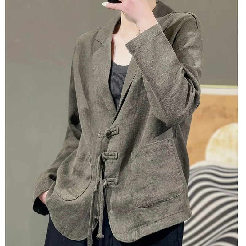 Casual Blazer Coat Literary Retro Classic Blazer Solid Elegant Loose Fit Korean Single Row Button Versatile Top Spring 2023 New