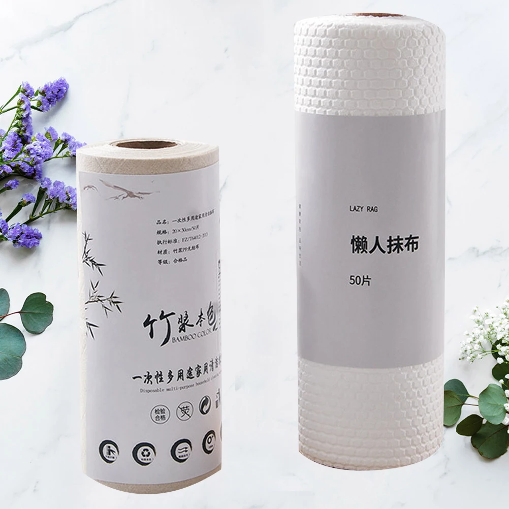 

100 pcs 2 Rolls Non-Woven Cleaning Towel Eco-Friendly Oil Stain Removal Kitchen Wiping Towel For Home Use Wood Pulp Bamboo Pulp