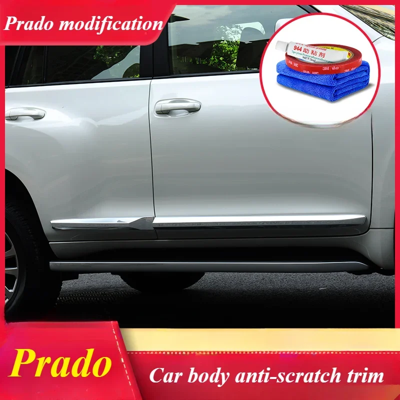 For Toyota Prado 2700 Body Side Door Molding Trim Cover Anti-friction Anti-Collision Guard Strips ExteriorModification Accessory