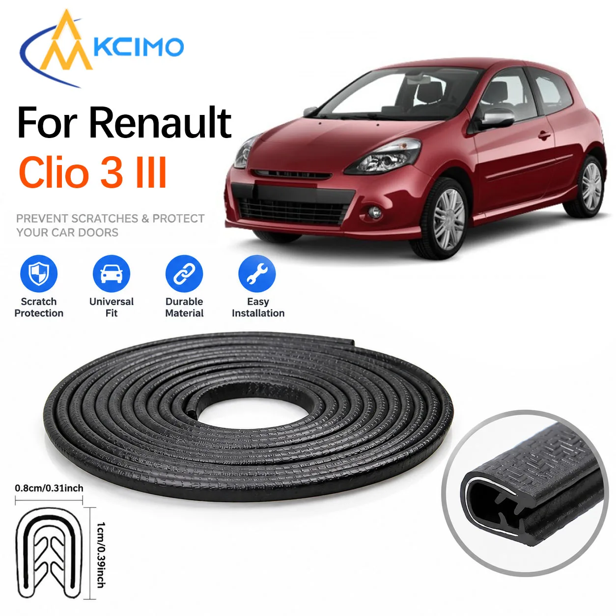 Car Door Edge Anti Scratch Guard For Renault Clio 3 III 2005-2012 PVC Seal Strip With Built‑in Steel Sheet