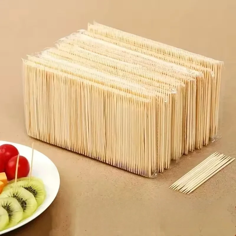 1000PCS Dual Kopf Haushalt Zahnstocher Einweg Natürliche Bambus Holz Zahnstocher Party Obst Cut Begleiter Zähne Reinigung Werkzeug