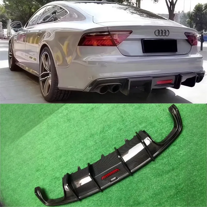 

Для Audi A7 S7 2009-2018 задний бампер из настоящего углеродного волокна, диффузор для губ, разделители выхлопных газов, спойлер, задние автомобильные аксессуары, комплект кузова
