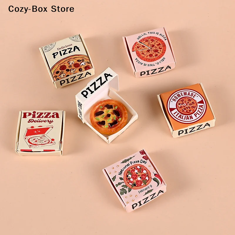 [ZY]6Pcs Random Dollhouse Miniature Pizza Or Packing Box Model Kitchen Food Decor Toy Doll House Accessories[ZY]