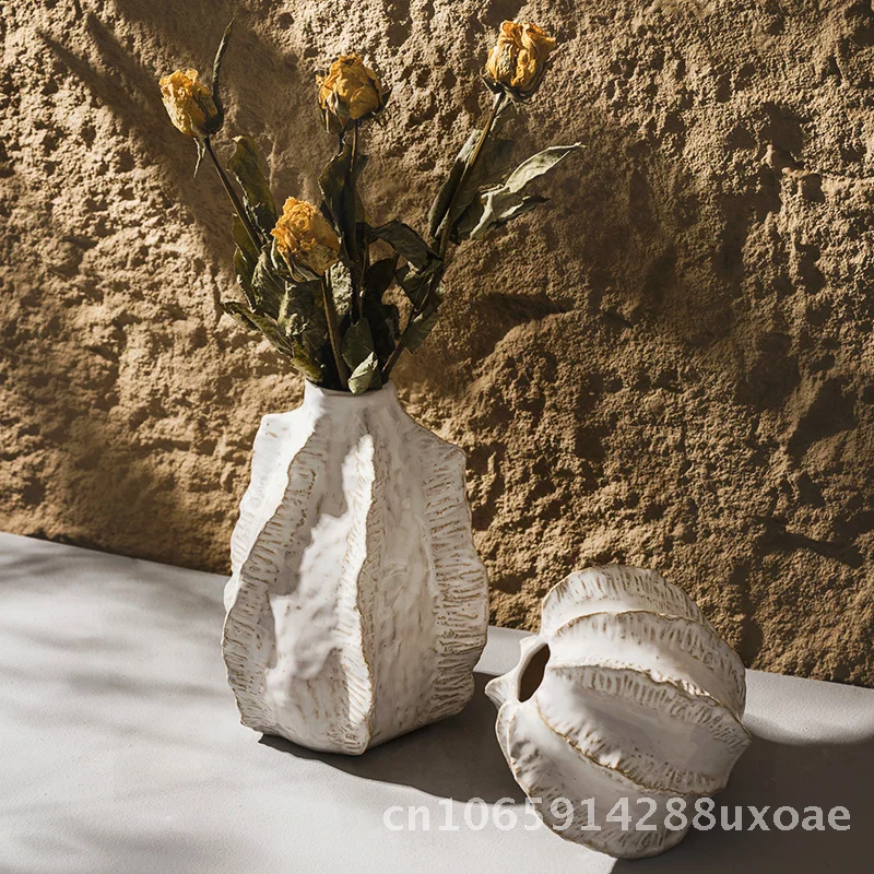 

Scandinavian White Ceramic Vase Simple Home Living Room Table Decoration Dried Flower Arrangement European Style Xiyin