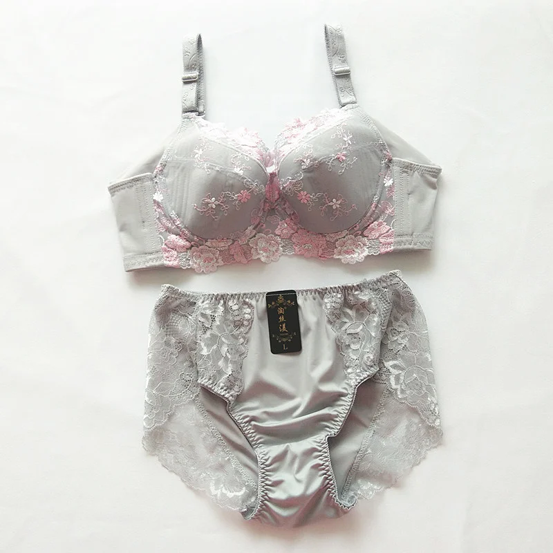 

Fashion Underwear Set Women Embroidery Brassiere Sexy Bra Panties Set Plus Size B C D E F G H Cup Lace Lingerie Set Black
