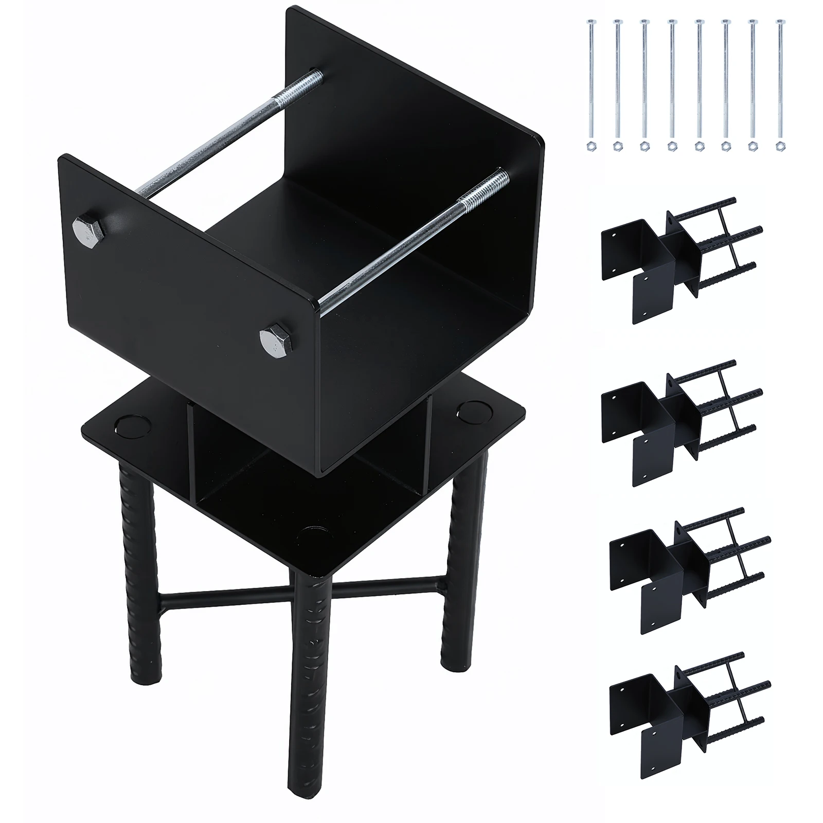 

4pcs Post Base for Concrete U-Shaped 6x6 Wet Concrete Fence Post Holder Inner Size 5.5inx5.5in for Porch Railing Pergola Support