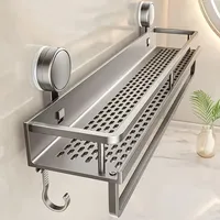 No drill shower rack with strong adhesive suction cups wall mounted bathroom storage for shampoo soap and toiletries