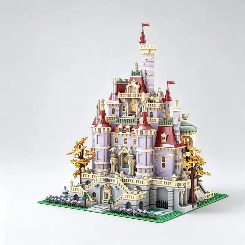 9469PCS MOC Rose Fairytale Castle Upgrade Kit Model Custom Puzzle DIY Assembly Building Blocks Creative Architecture Toy Gift
