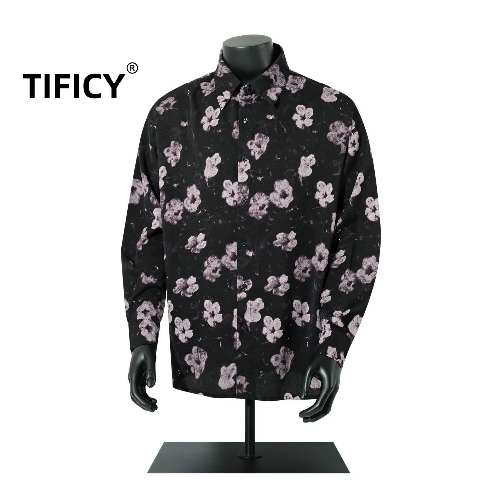 

TIFICY Shirts Tops Men's Autumn New Products Rugged and Handsome Korean Floral Streetwear Shirts with Long Sleeves