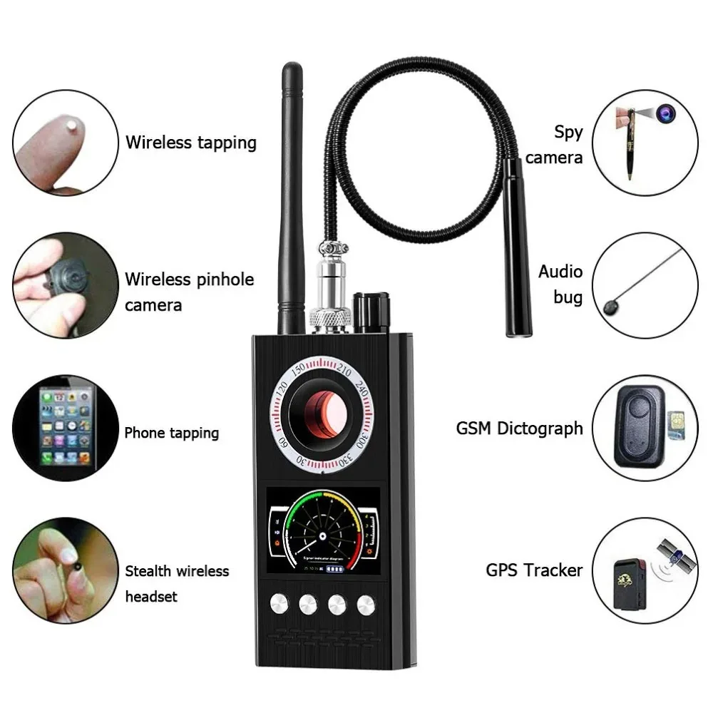 Многофункциональная анти-Candid Cam Беспроводная линза Device Finder GSM Audio Bug Finder GPS сигнал RF Tracker Обнаружение