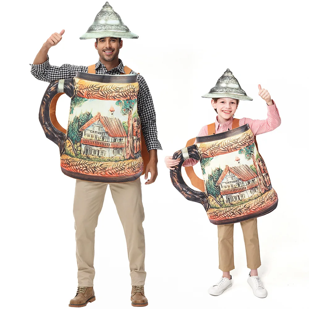 

Kids Adult Parent-child German Beer Cup Festival Oktoberfest Funny Halloween Mug Cosplay Costumes Role Play Cute Outfit Teacups