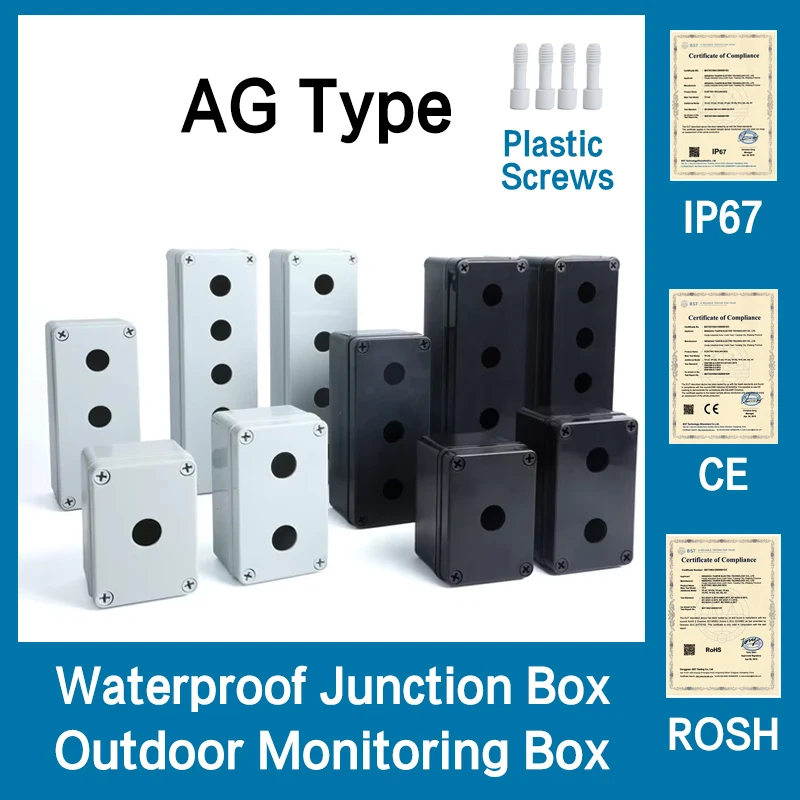Black Waterproof Outdoor Button Control Box Switch Box Wiring Project Box Emergency Start Stop SelfReset Button Box