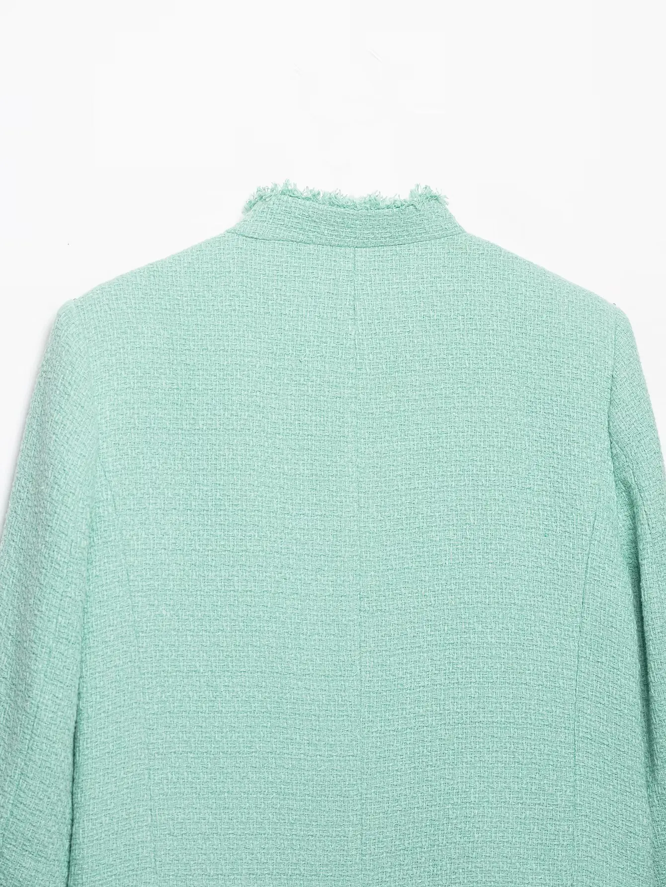 TFMLN Modische Damenjacke mit Rundhalsausschnitt, Asymmetrisch, Einreihig, Schlank Geschnitten, Lange Ärmel, Kurzer Mantel, Schick, Herbst 2026 Neu – Detail 9