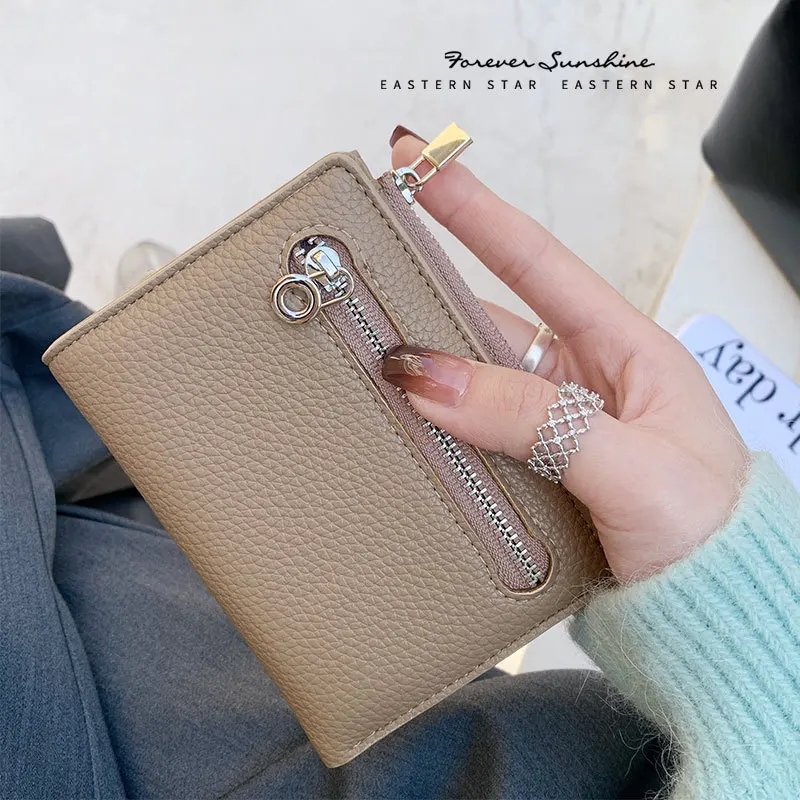 

Женский короткий кошелек Dongxin, вдохновленный Ins, простой двойной клатч, многофункциональный кошелек для карт, нулевой кошелек