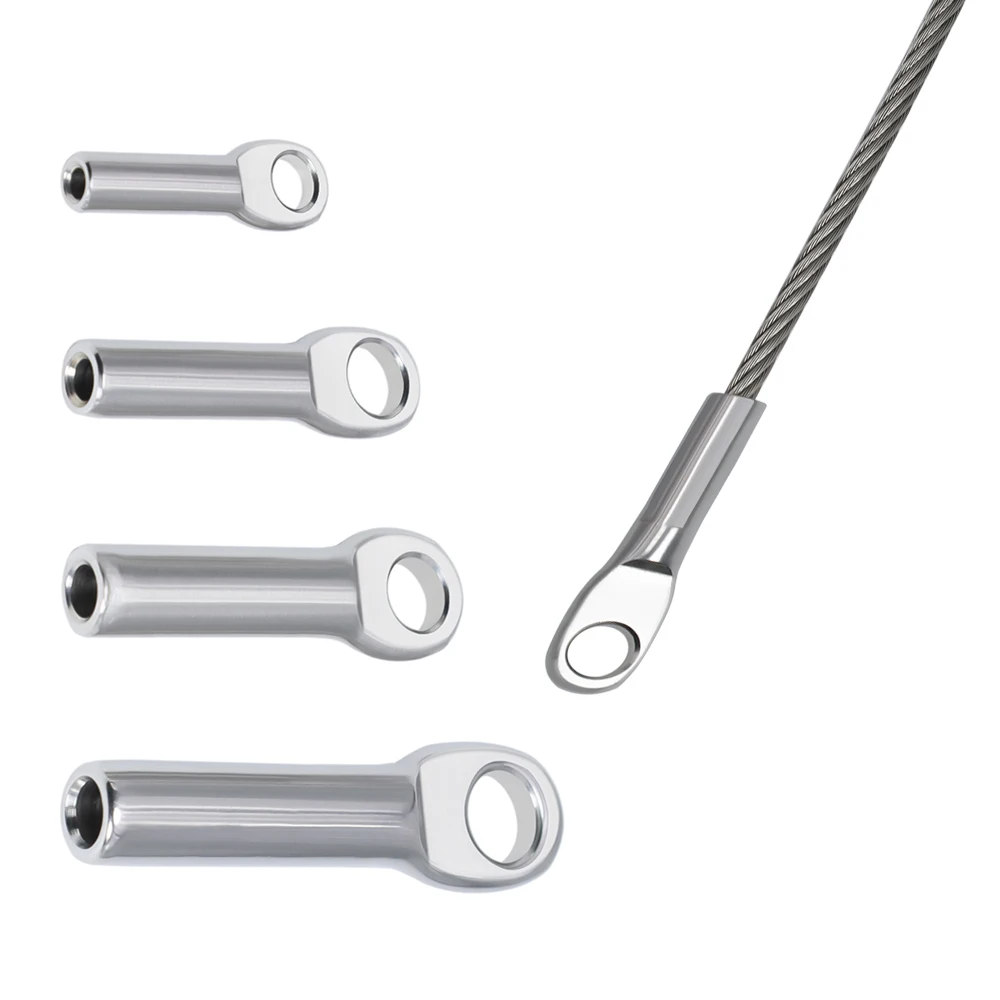 1.5-6mm 304 Stainless Steel Eye Type Crimping Clip, Wire Rope Connection Clip, M4/M5/M6/M8/M10 Crimping Terminal