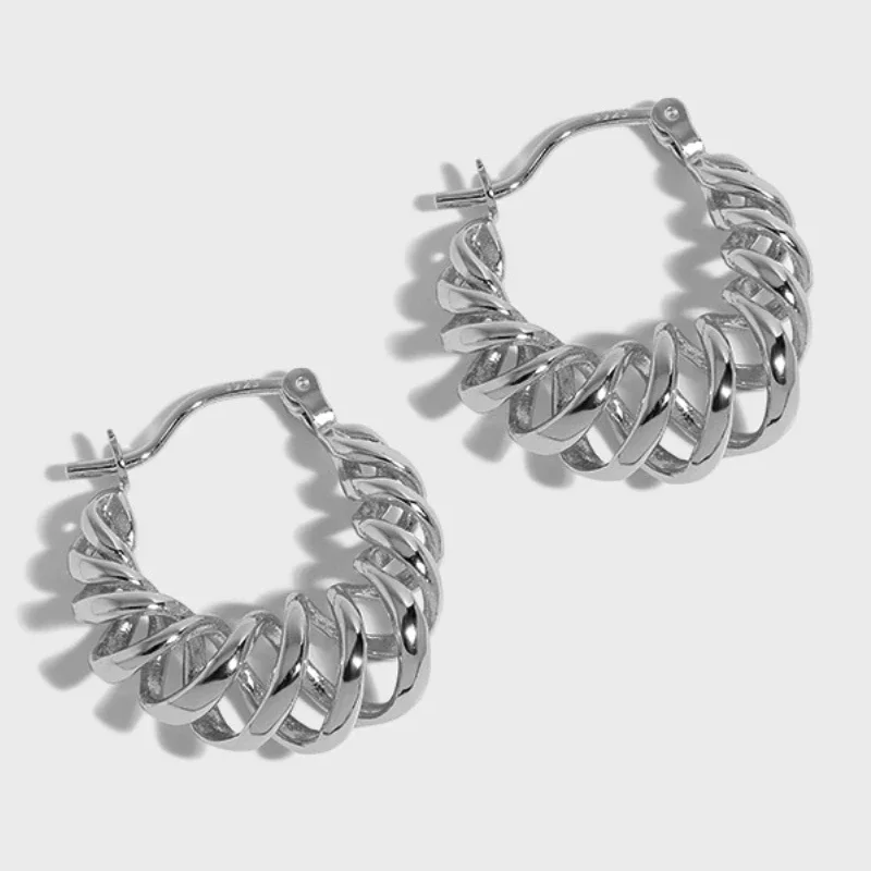 

Entanglement Bull Horn Design Hoop Earrings Original Versatile S925 Sterling Silver Earring for Elegant Woman Fashion Jewelry