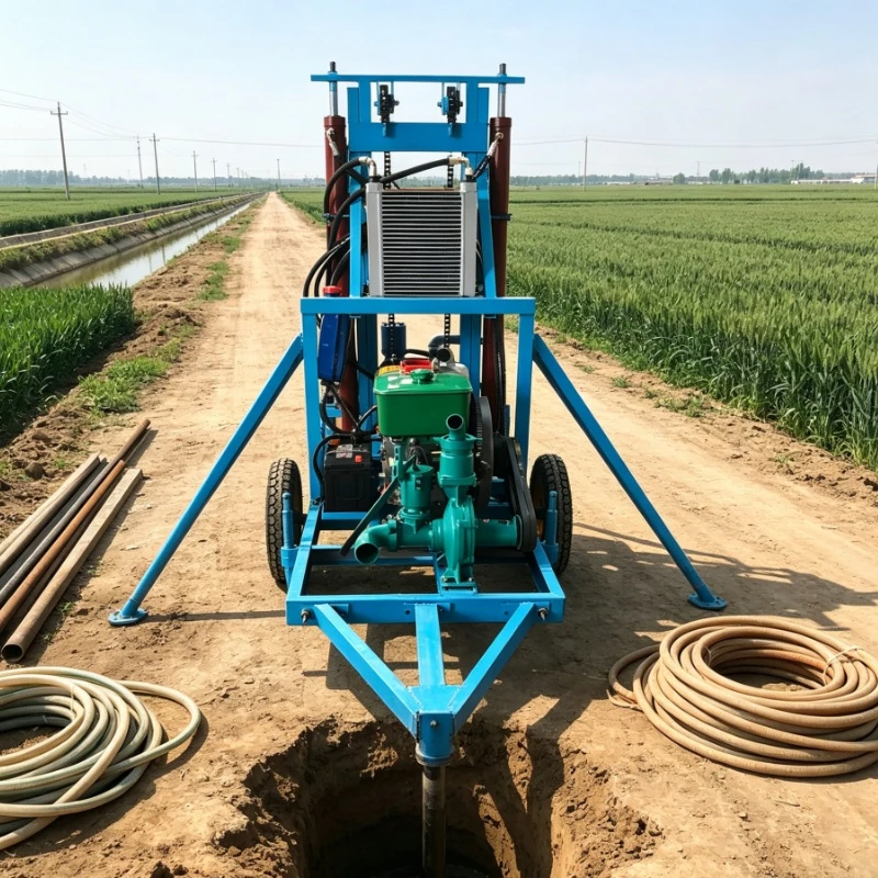 Wheel Type 150m Small Rig Ideal Tool for Post Hole Boring and Fence Foundation Digging