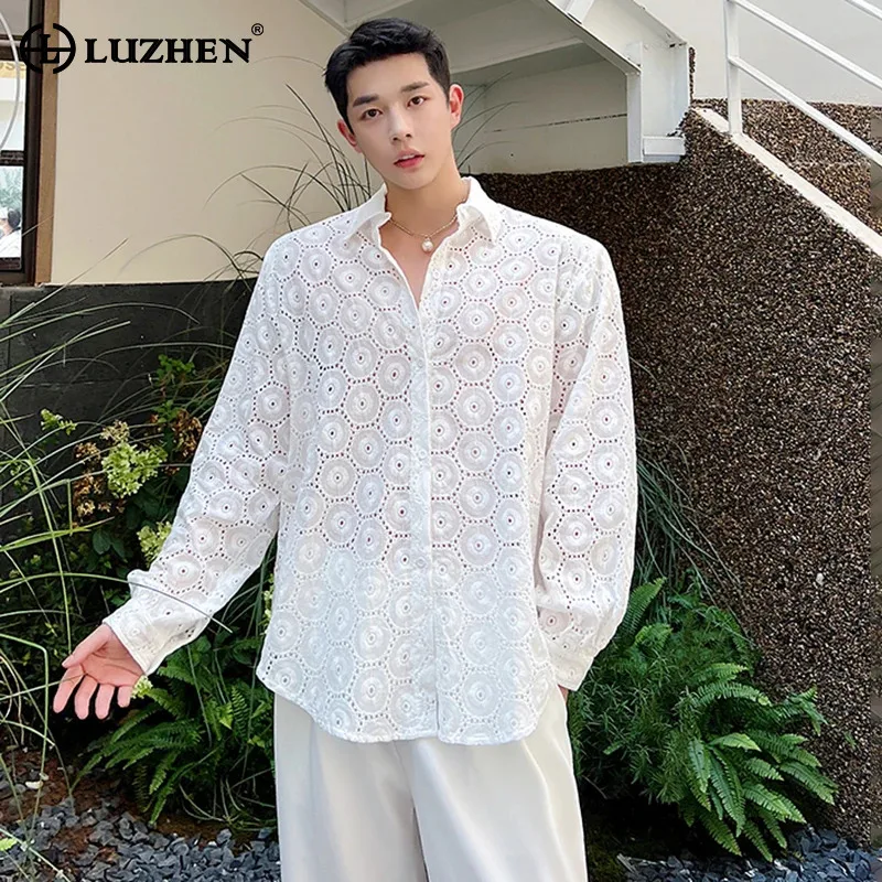 

LUZHEN 2024 Spring Translucent Design Long Sleeve Shirt Men's Stylish Elegant Handsome Tops Korean Reviews Many Clothes LZ3506