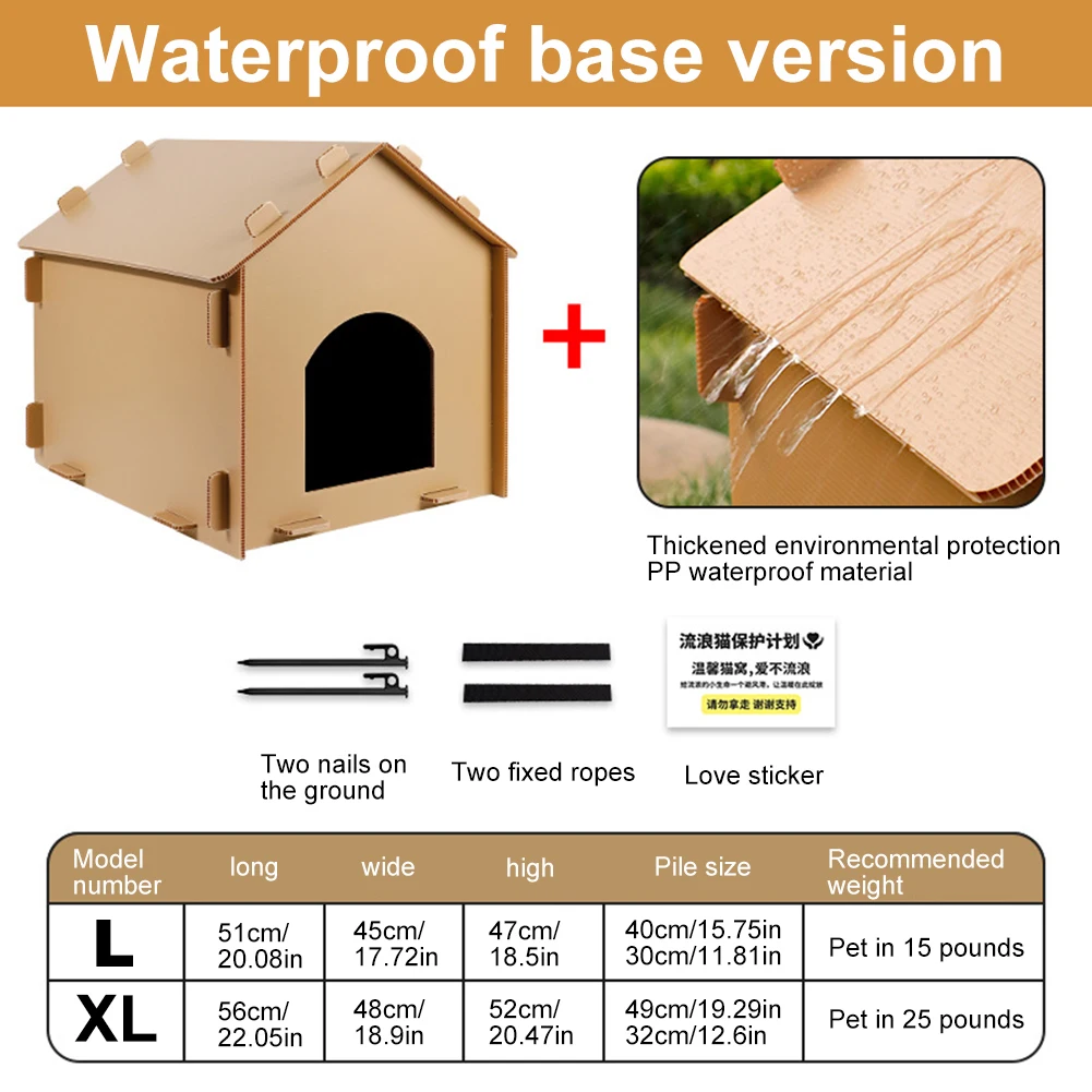 

Outside Cat House Waterproof Warm Cat Shelter Foldable Cat Outdoor House Collapsible Insulated Pet House for Indoor Outdoor Use