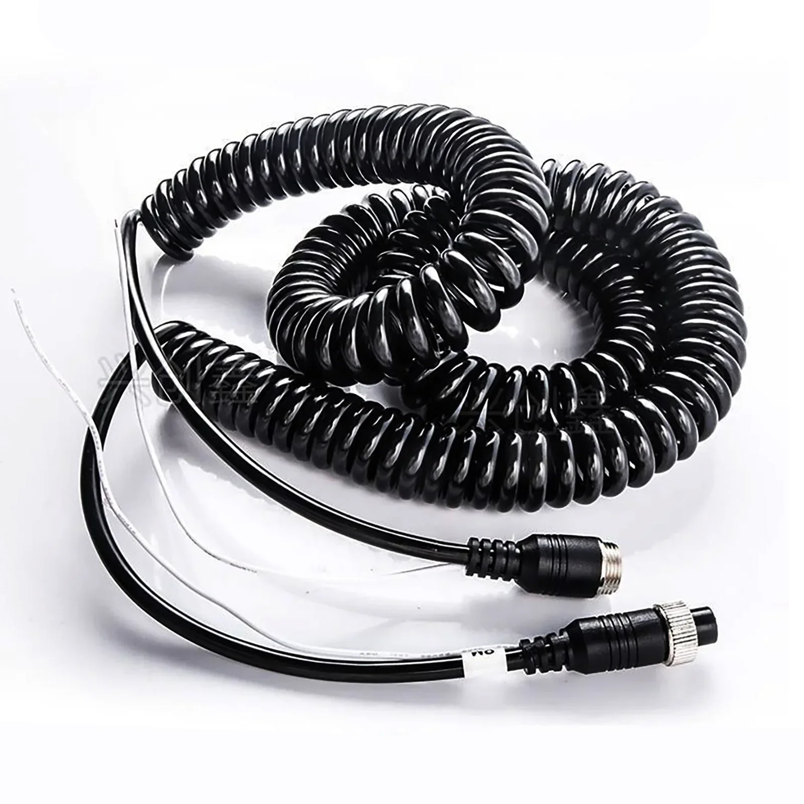 4 Pin Spring Cord  Aviation Extension 7.4M/24.3Ft Video Backup Camera Cable for Bus Turck Van Lorry RV Monitor CCTV DVR TV..