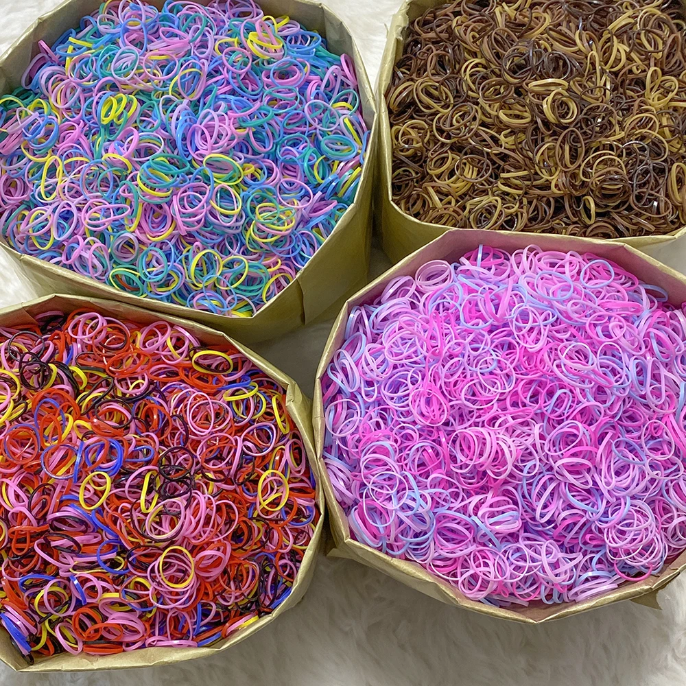 1000Pcs Children Elastic Disposable Hair Ties Rubber Band Colorful Hairbands Ponytail Holder Band Girl Dress Up Hair Accessoreis