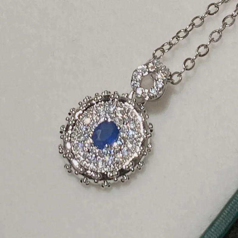 MDLFES Moiss1n الماس نمط JewelryNew الإيطالية تقليد الياقوت قلادة مطلية بالذهب micropavé مع الماس