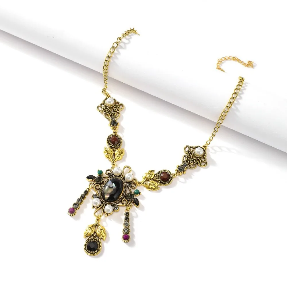 

Pendant Ethnic Style Forehead Chain Bohemia Pearl Ethnic Tassel Necklace Vintage Accessories Rhinestone Necklace Women Girls