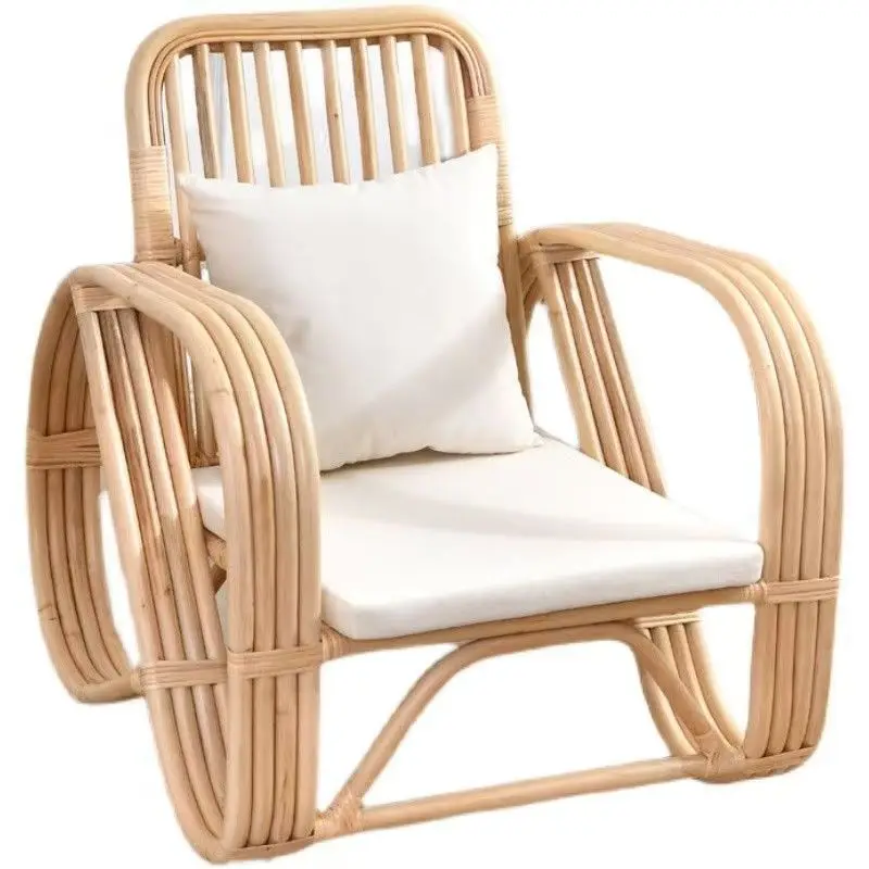 Hotel Restaurant Contemporary Outdoor Garden Furniture Leisure Chairs Rattan Cane Boho Pretzel Armchair