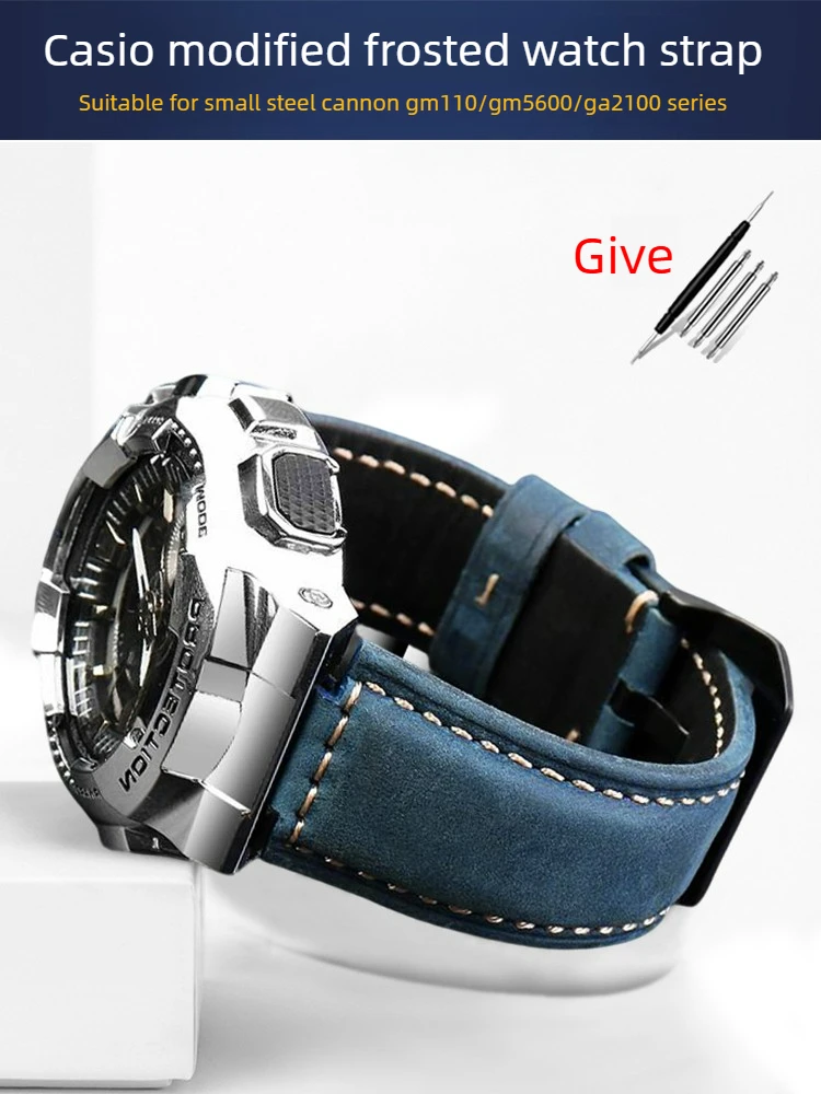 

Watch Strap Leather Is Suitable for Casio G-SHOCK Small Steel Cannon GM110 GM5600 GA2100 Modified Matte