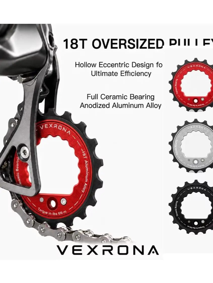 AliExpress NONE VEXRONA Road Bike 18T Hollow Pulley Wheel Ceramic Bearing Rear Derailleur Guide for Shimano R8000 R7000 L-TWOO ERX ER9 R9 R7