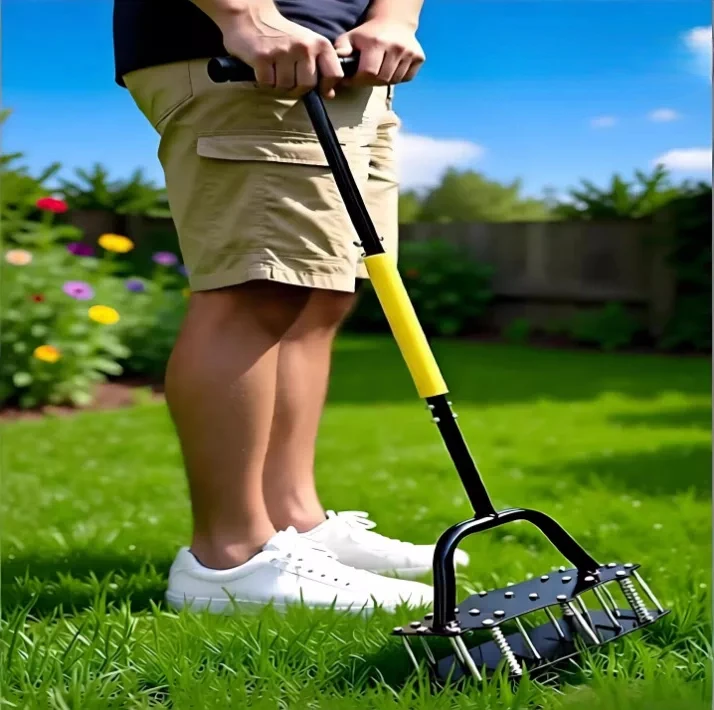Lawn scarifier, hole punch, manual lawn nail punching tool