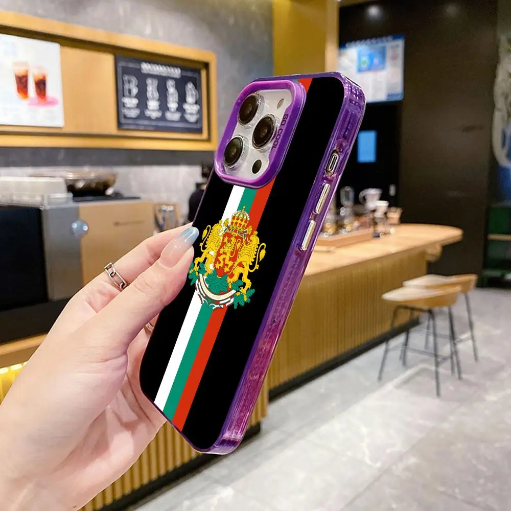 Custodia per cellulare bandiera Bulgaria per iPhone 17 16 15 14 13 12 11 X XR XS 8 7 Pro Max Plus Cover viola traslucida Cover di lusso