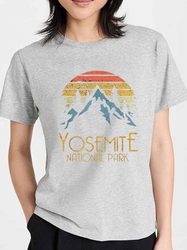 Vintage Yosemite National Park California T-Shirt Fathers Day Fashion Clothing Short Sleeve Tops Print Tee For New Summer 2024