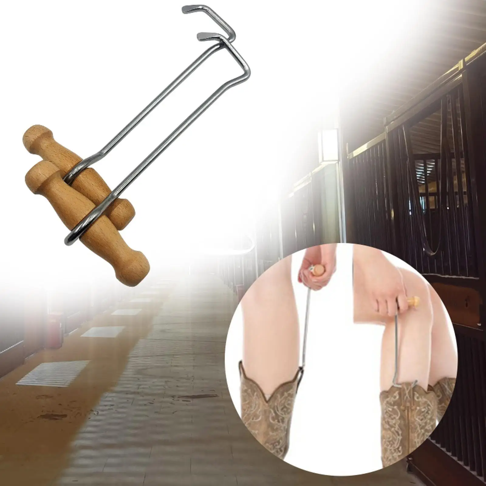 2 шт., крючки для ботинок с деревянной ручкой, съемник ботинок, конные инструменты, стабильные принадлежности, металлические крючки, легкие тянущие, прочные устройства для удаления