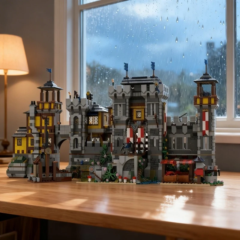 

3502pcs MOC Black Falcon Knight S Fortress 3x Castle Model Building Blocks DIY Gift Creative Collectible Display Decor Premium