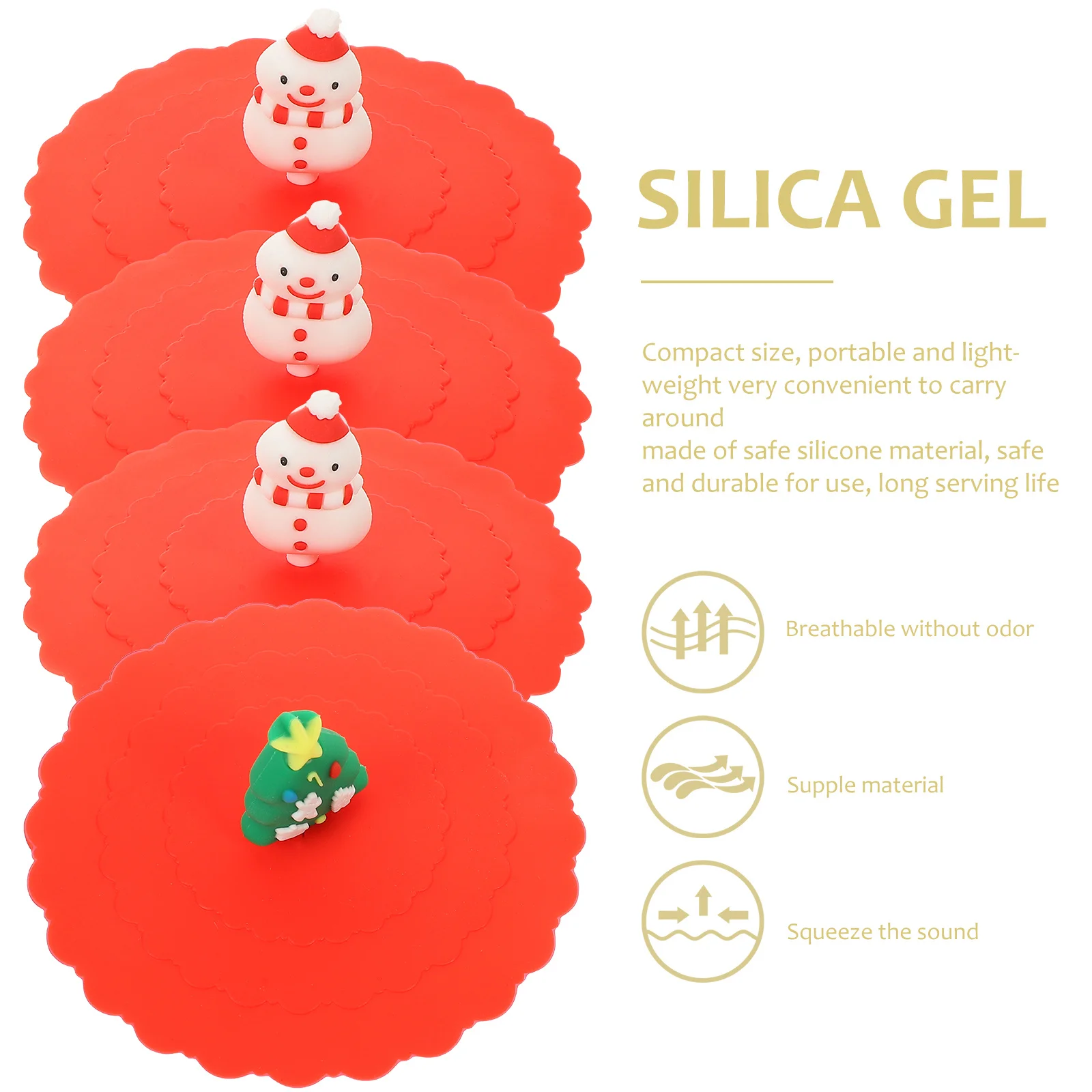 6Pcs Silicone Cup Lids Christmas Tree Snowman Xmas Cartoon Leakproof Heatproof Decorative Mug Sealing Lid Cup Protector