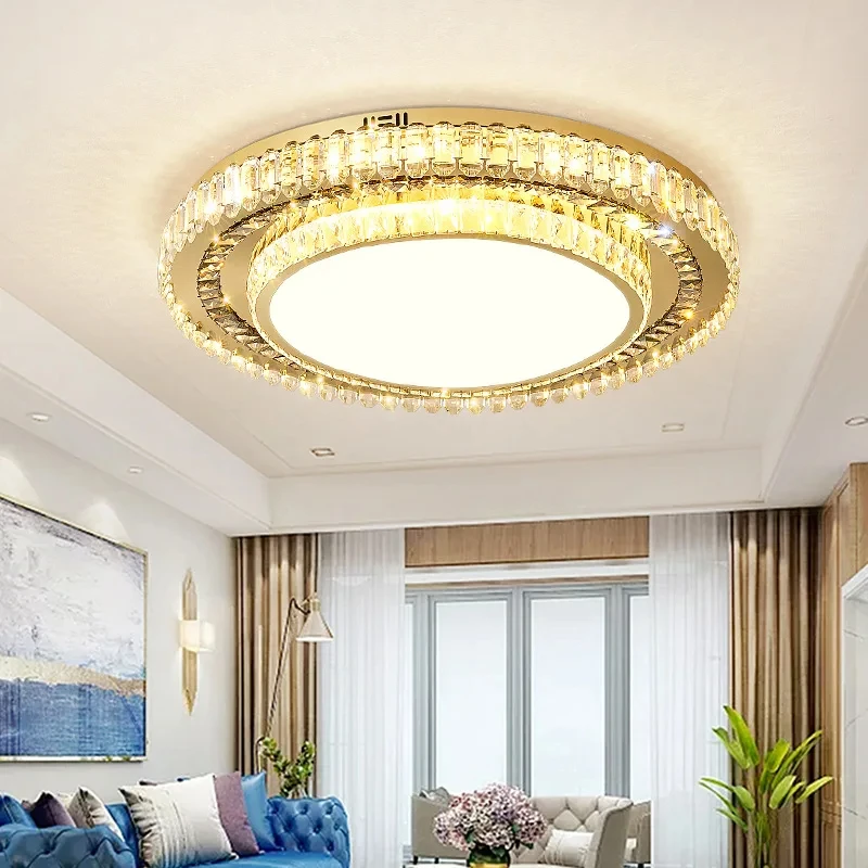 Modern Crystal Ceiling Light European  LED Light Fixtures Bedroom Living Room Light Fixtures Home Decoration Circular Square