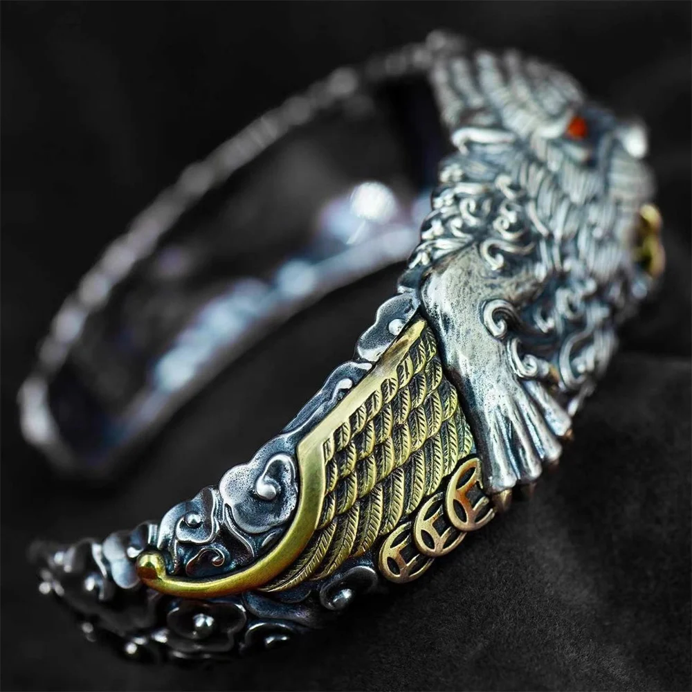 Retro Tiger Men's Domineering Open Mouth Bangle Bracelet Ancient Mythical Beasts To Give Boyfriend Holiday Jewelry Gift