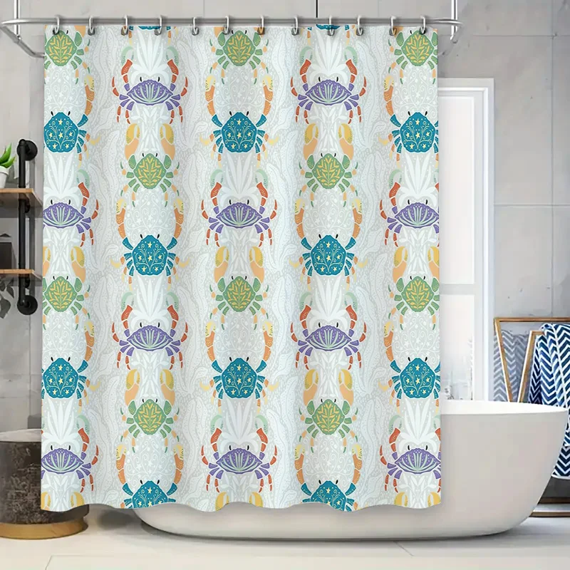 

Coastal Shower Curtain Seashell Pattern Waterproof Bathroom Decor Beach Themed Fabric Liner Backdrop Artistic Home Textile