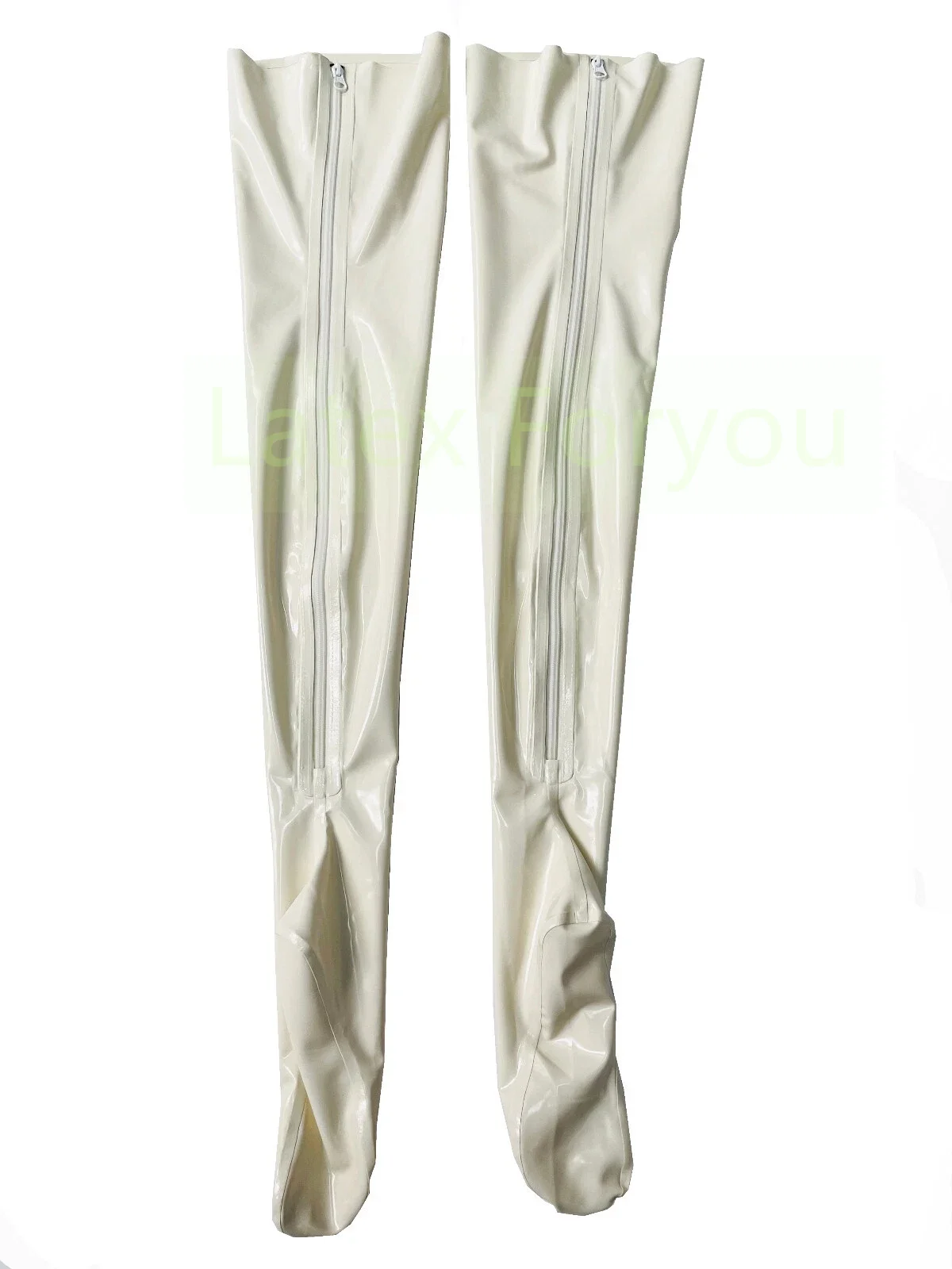 

Handmade 100% Natural Latex Rubber Stockings Latex Gummi Thigh High Socks With Back Zip 0.4mm