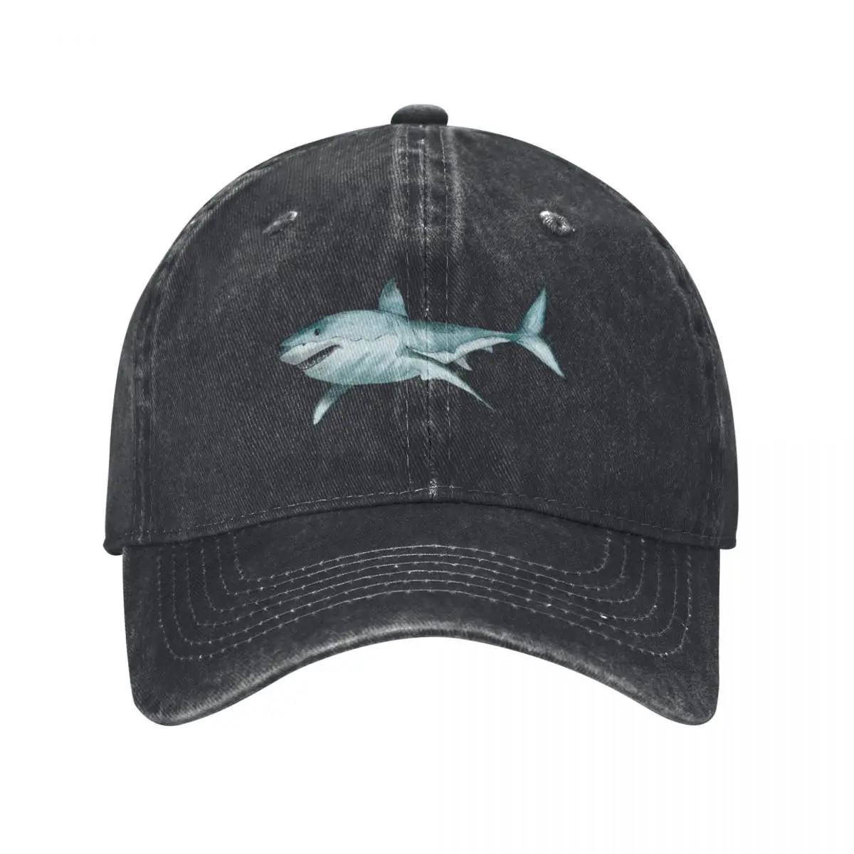 Watercolor Great White Shark Baseball Cap Sunscreen Cosplay Trucker Hats For Men Women's