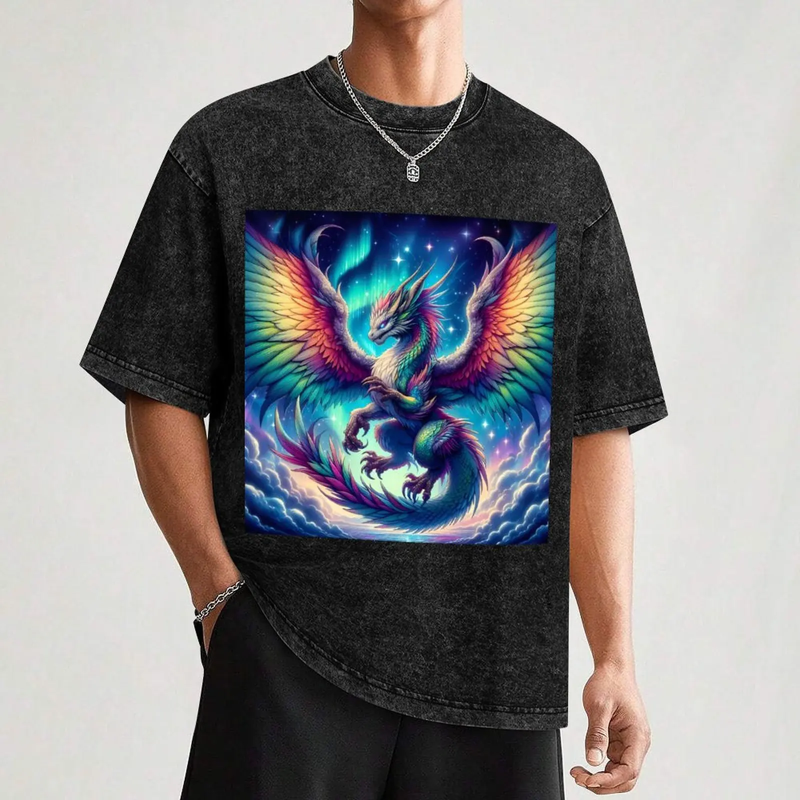 Majestätische kosmische Drachen T-Shirt übergroße Sommer Tops Grafik T-Shirts lustige T-Shirts für Männer