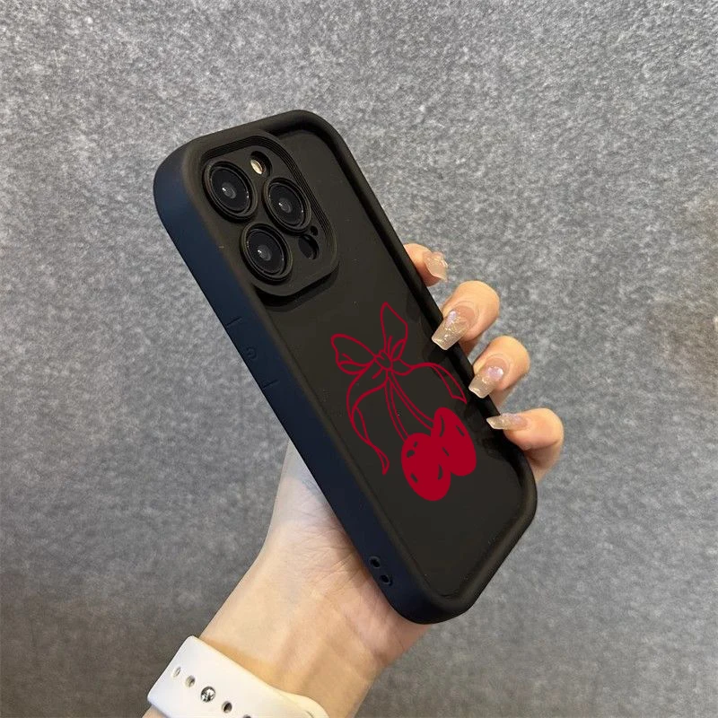 Cute Red Cherry Phone Case For Xiaomi Poco X6 X5 X3 F5 F6 M6 X7 Pro Mi 14T 14 13T 13 12T 12 11 Lite 5G Silicone Soft Cover