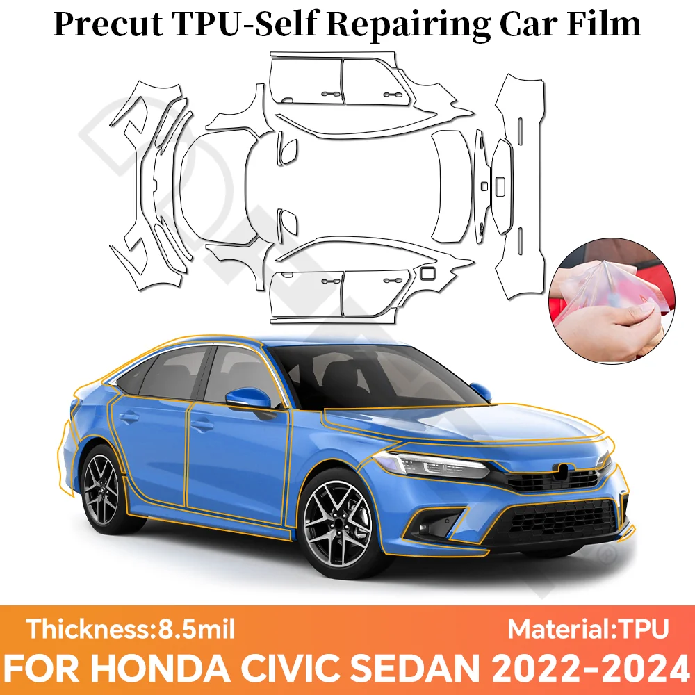 

Пленка TPU Pre-Cut прозрачная защитная для Honda Civic Sedan 2022-2024, антицарапийная, глянцевая, водонепроницаемая, комплект автомобильных аксессуаров