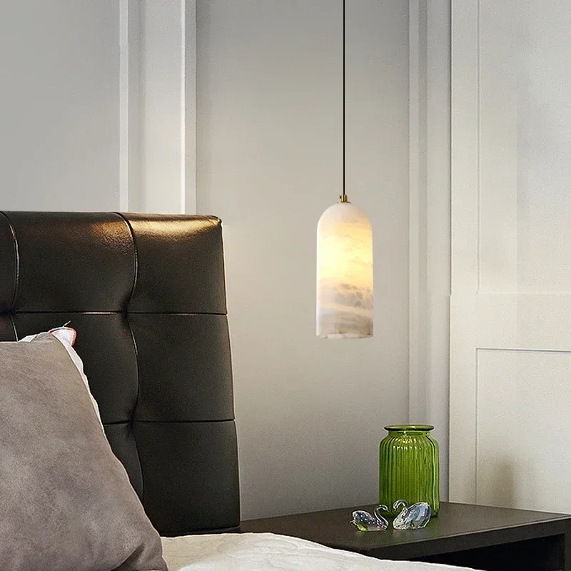 Nordic Minimalist Light Luxury Bedside Small Pandant Light Spanish Marble LED Dining Room High Quality Home Decor Chandelier