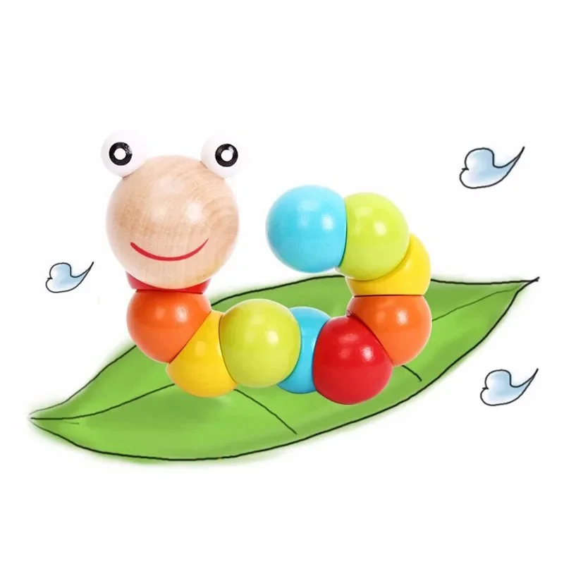 아기 장난감 나무 애벌레 딸랑이 유아용 장난감 조기 교육 완구 남아 여아 색깔 숫자 학습 신생아 선물