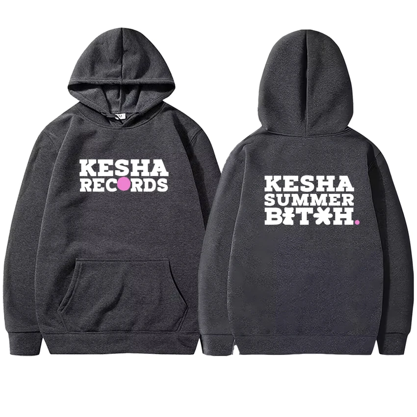 Fashion Kesha Records Graphic Double Sided Printed Hoodie Men Women Long sleeve Pullover Autumn Winter Fleece Unisex Sweatshirts
